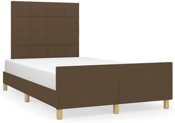 Einzelbettgestell Design für Erwachsene ohne Matratze Dunkelbraun 120x190 cm Stoff d4445e
