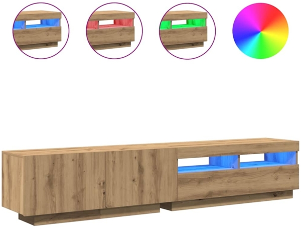 vidaXL TV-Schrank mit LED-Leuchten Artisan-Eiche 200x35x40 cm 3329166