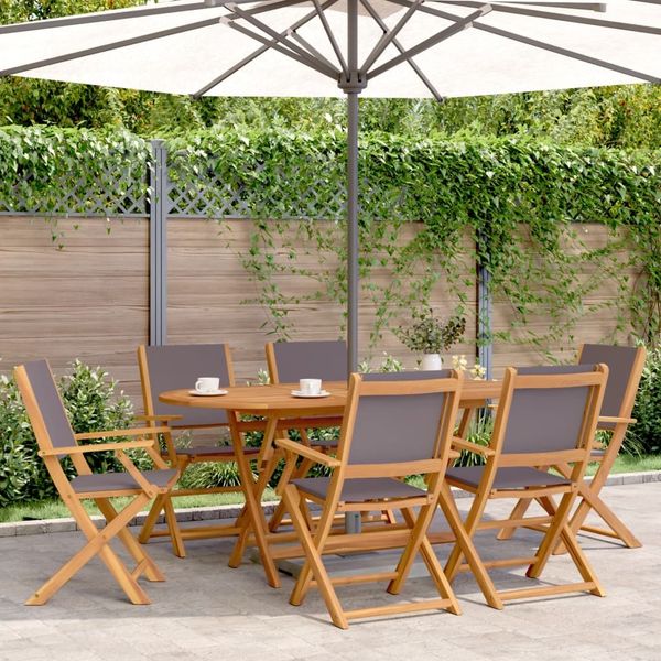 vidaXL Gartenstühle 6 Stk. Klappbar Anthrazit Stoff und Massivholz 3214578