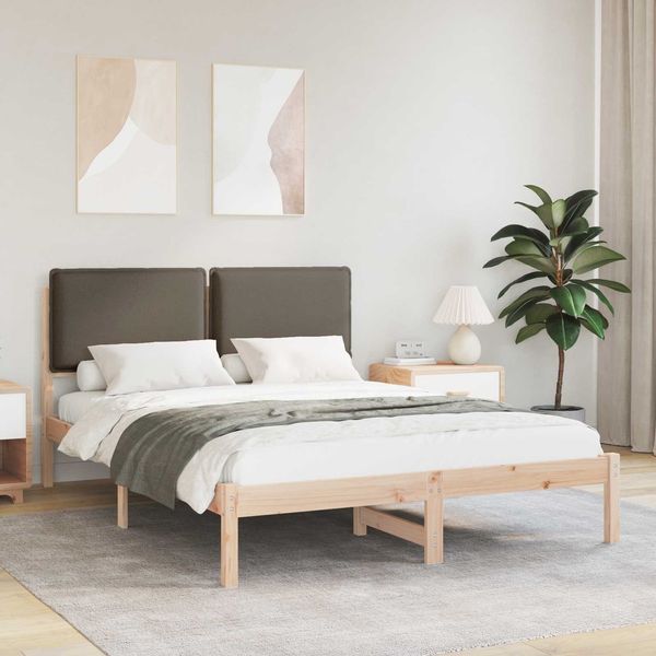 vidaXL Bettgestell mit gepolstertem Kopfteil Taupe 135 x 190 cm 877852
