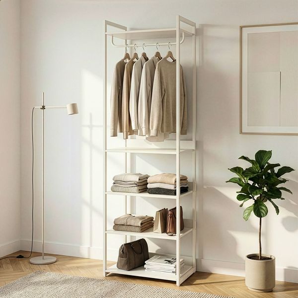 Standgarderobe Jässaatka mit 5 Ablagen 200x61x40 cm Grau [en. casa]