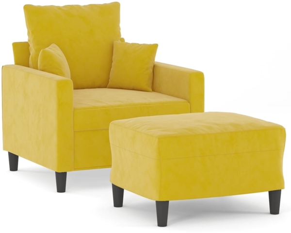 vidaXL Sessel mit Hocker Gelb 60 cm Samt 3201103