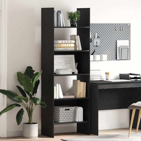 vidaXL Bücherregal Schwarz Eichen-Optik 60 x 35 x 180 cm Holzwerkstoff 875023