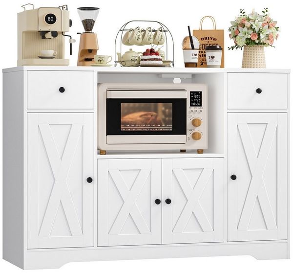 HOMECHO Sideboard, Küchenschrank mit verstellbare Ablagen und Mikrowellenregal