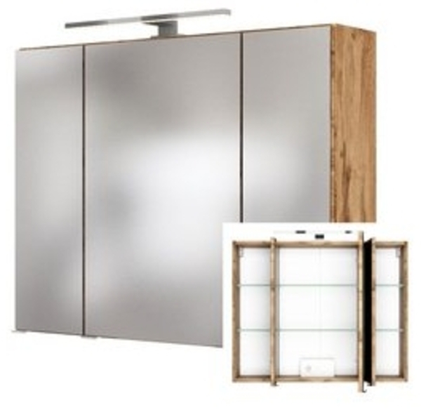 Lomadox Spiegelschrank LOUROSA-03 3D 60 cm in Wotaneiche Nb. inkl. LED Beleuchtung, BxHxT: 60x66x20 cm Bild 6