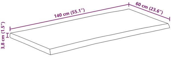 vidaXL Tischplatte mit Baumkante 140x60x3,8 cm Raues Mango Massivholz 370697 Bild 9