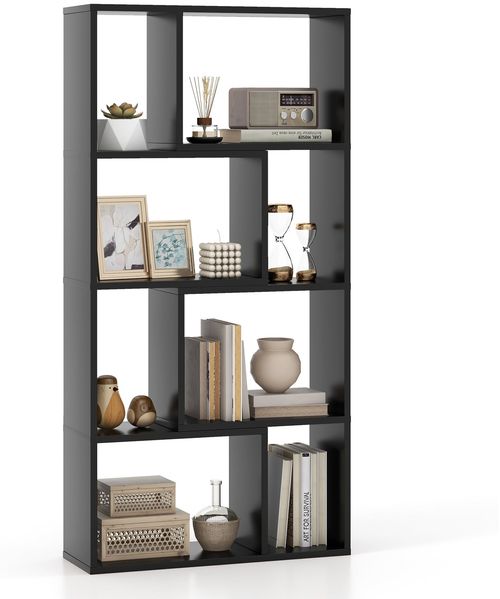 Bücherregal mit 4 Ebenen Standregal mit 8 Fächern Würfelregal Regal 60 x 20 x 120 cm Schwarz