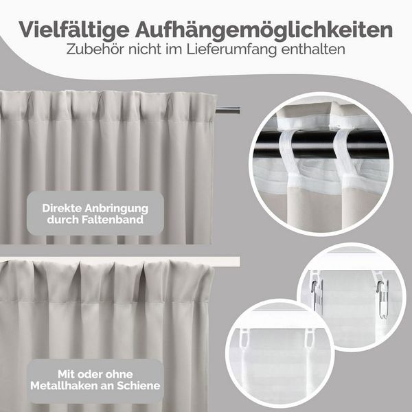 Blumtal Verdunkelungsvorhang Verdunkelungsvorhang 2er-Set Thermovorhang Wärme- & Kälteisolierend, OEKO TEX Zertifiziert mit Kräuselband Bild 2