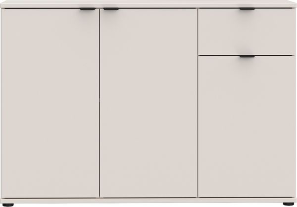 Sideboard >GANYMEDE< 3 Türen, 1 Schublade, in sandfarbig - 119,8x82,3x34,1cm (BxHxT)
