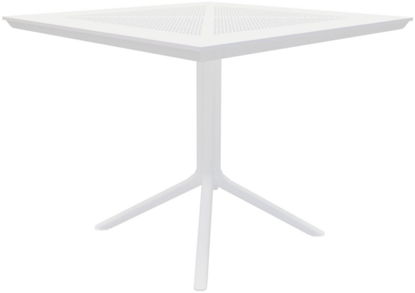 TPFLiving Beistelltisch Nuvio (Pflegeleicht und langlebig, Wetterfeste, UV-beständige Tischplatte aus Kunststoff), Maße (TxBxH): 80 x 80 x 74cm - Farbe: weiß