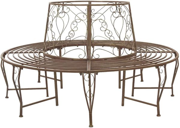 vidaXL Baumbank 8-Sitzanzahl Ø 160 x 89 cm Stahl Antikbraun Rund 42029533