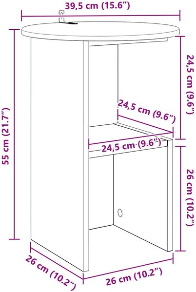 vidaXL Beistelltisch Geräucherte Eiche Ø 39,5 x 55 cm Holzwerkstoff 8001042 Bild 8