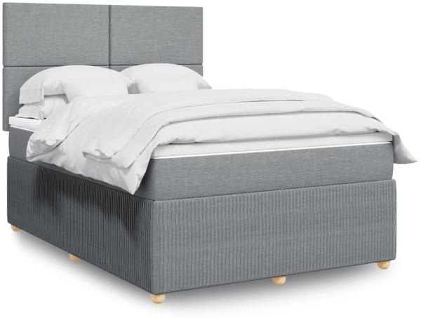 vidaXL Boxspringbett mit Matratze Hellgrau 140x200 cm Stoff 3294372