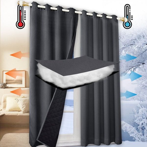 Sunicol Gardine Blickdicht Thermovorhang mit Ösen, Verdunklungsvorhänge Kälteschutz (2 St), 7 Farben, Wärmeisolierend Gardinen für Wohnzimmer Schlafzimmer