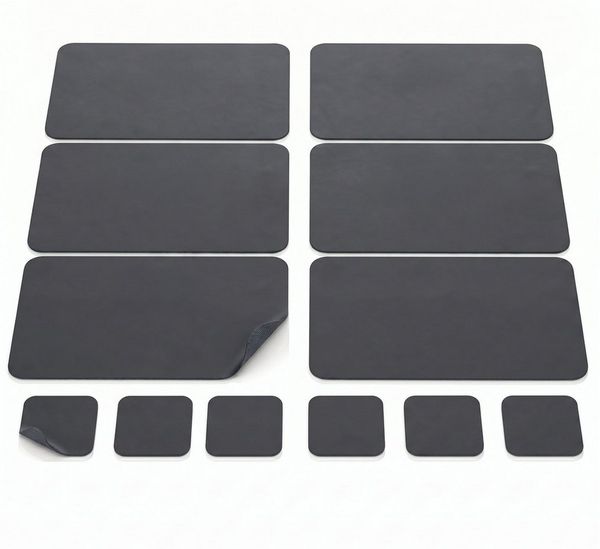 Arendo Platzset 6er Set Premium Tischset doppelseitig, eckig, Kunstleder, rutschfest, (Set, 12-St, 6 Tischsets, 6 Getränkeuntersetzer), wasserabweisend, abwischbar, Tellerunterlage & Getränkeuntersetzter