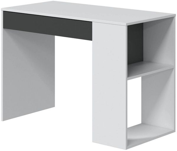 Dmora Attila Schreibtisch, Wende-Multifunktionsschreibtisch mit Schublade, Arbeits- oder Bürotisch für PC, 101 x 50 x 73 cm, Weiß und Anthrazit
