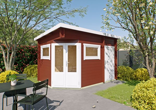 5-Eck Gartenhaus Leva 2D Schwedenrot