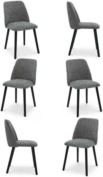 GOEURVANT 421 Esszimmerstühle 6er-Set, Chenille - Schiefergrau