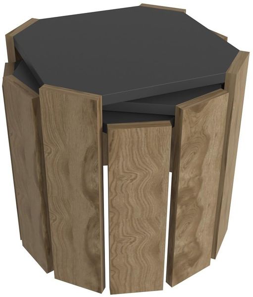 Modern Coffee Table, Anthracite & Walnut, 44.5 x 41 x 44.5 cm | 100% Melamine Coated Particle Board, 18 mm Thick | Stylish Industrial Design for Home & Office