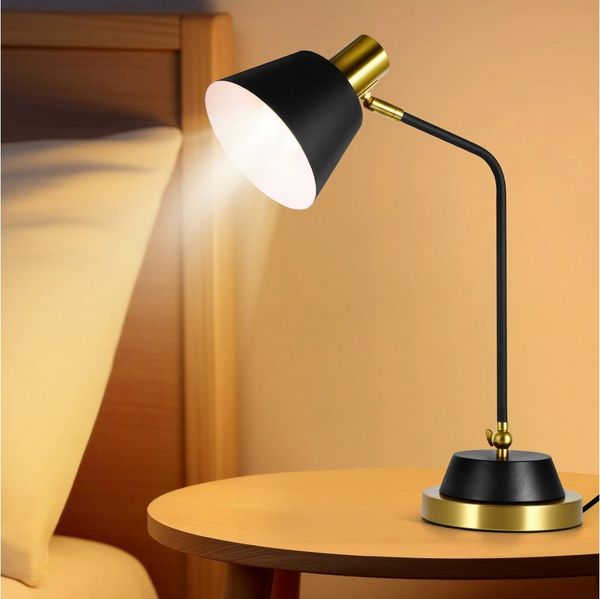 BlingBin Schreibtischlampe Retro Tischleuchte Schwarz Tischlampe aus Metall, Leselampe, mit Europäischer Standardstecker, ohne Leuchtmittel, Nachttischlampe Arbeitsleuchte mit Stecker & Kabel Schalter für Büro