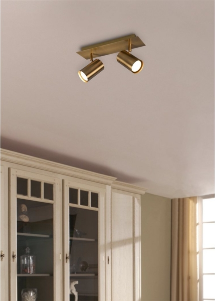 LED Deckenstrahler Altmessing 2-flammig, Breite 30cm Bild 2