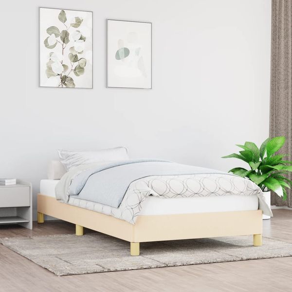 Bettgestell Creme 90x200 cm Stoff [346791]