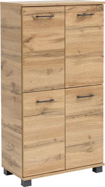 Schildmeyer Nora Highboard 144971, Eiche Landhaus Dekor, 60 x 32,6 x 117 cm (B/T/H)
