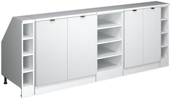 Dachschrägenschrank-Set Rion Weiß Riffel 210 cm 5er Set Schrankkorpuss 60 cm Tiefe Vicco