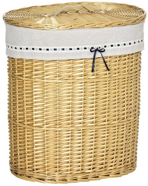 MC Star Wäschekorb mit Deckel aus Weide 100L 51x38x57cm Natur Wäschebox (für Schlafzimmer & Badezimmer)