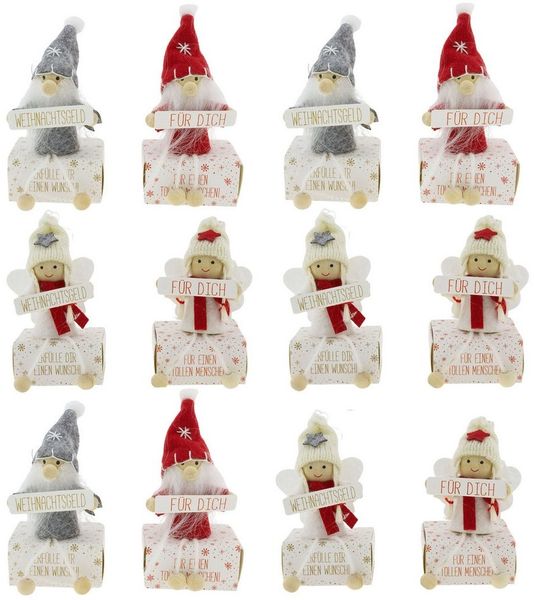 Annastore Geschenkbox Süße Wichtel auf kleiner Box aus Karton für Geldgeschenke, Geldverpackung Weihnachten