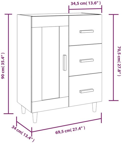 vidaXL Sideboard Grau Sonoma 69,5x34x90 cm Holzwerkstoff 817370 Bild 10