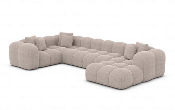 Samtstoff Wohnlandschaft Formentera U Form - Strukturstoff - beige - Rechts