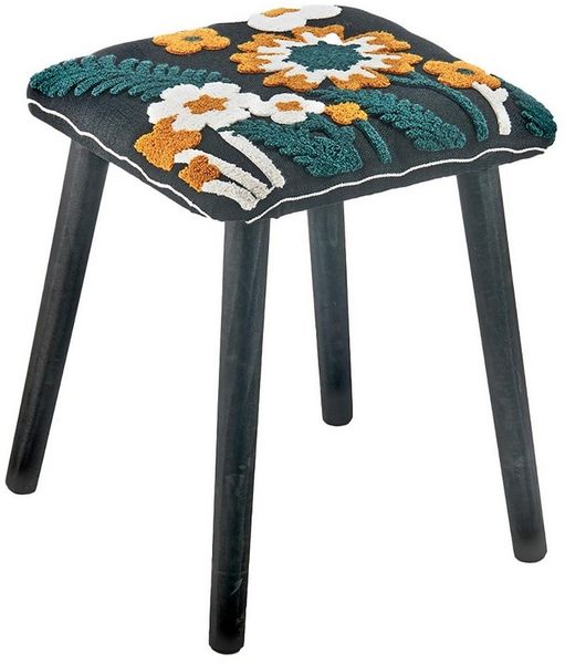 Kobolo 4-Fußstuhl Sitzhocker Hocker IMBALI mit floralem Muster (1 Stück)