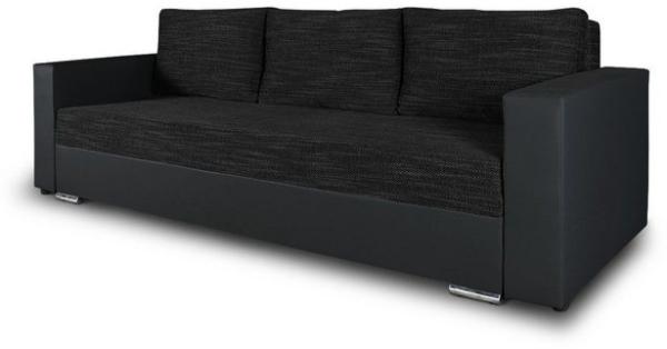 Schlafsofa Bird - Sofa mit Schlaffunktion und Bettkasten, Klappsofa, Schlafcouch mit Chromfüße, Couch, Couchgarnitur, Sofagarnitur (Schwarz + Schwarz (Dolaro 08 + Berlin 02)) Bild 4