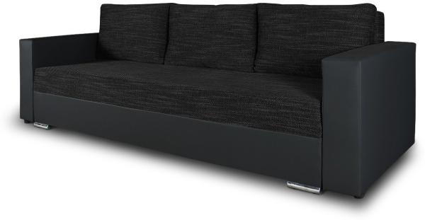 Schlafsofa Bird - Sofa mit Schlaffunktion und Bettkasten, Klappsofa, Schlafcouch mit Chromfüße, Couch, Couchgarnitur, Sofagarnitur (Schwarz + Schwarz (Dolaro 08 + Berlin 02)) Bild 5