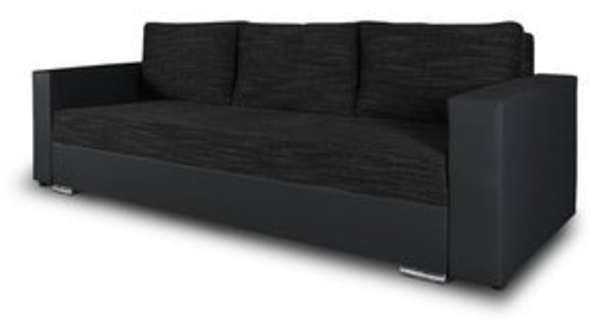 Schlafsofa Bird - Sofa mit Schlaffunktion und Bettkasten, Klappsofa, Schlafcouch mit Chromfüße, Couch, Couchgarnitur, Sofagarnitur (Schwarz + Schwarz (Dolaro 08 + Berlin 02)) Bild 6