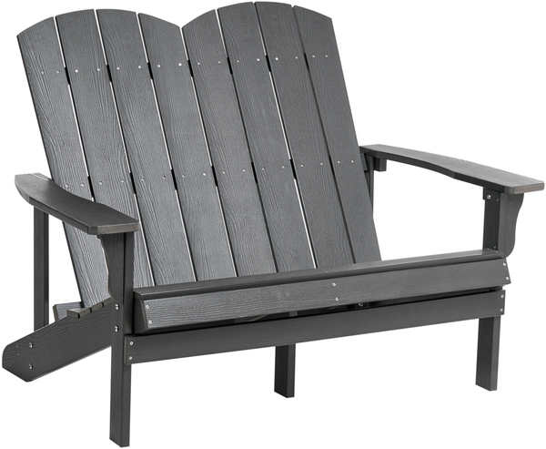 Beliani 'ADIRONDACK' Gartenbank, Kunstholz, Dunkelgrau, 125 x 73 x 91 cm