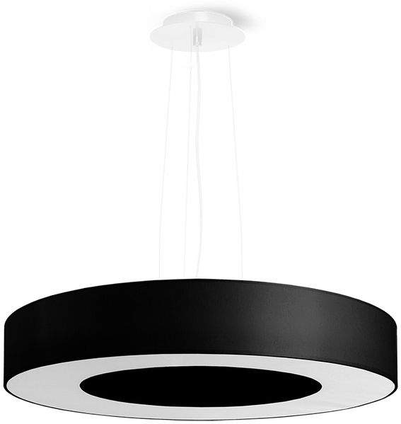 Pendelleuchte, Stoff, Glas, Stahl, Schwarz, Weiß, H 110 cm