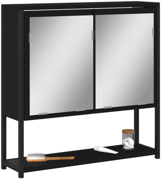 vidaXL Bad-Spiegelschrank Schwarz 60x16x60 cm Holzwerkstoff 842421