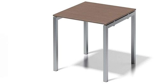 BISLEY Cito Schreibtisch, 740 mm höhenfixes U-Gestell, Metall, Wn355 Dekor Nußbaum, Gestell Silber, 80 x 80 x 74 cm