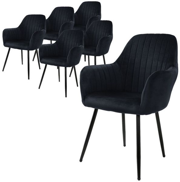 ML-DESIGN Stuhl Esszimmerstuhl mit Rücken- und Armlehnen Samt/Kunstleder Bezug (6 St), Ergonomische Stuhl Schwarz Küchenstuhl Wohzimmerstuhl Polsterstuhl