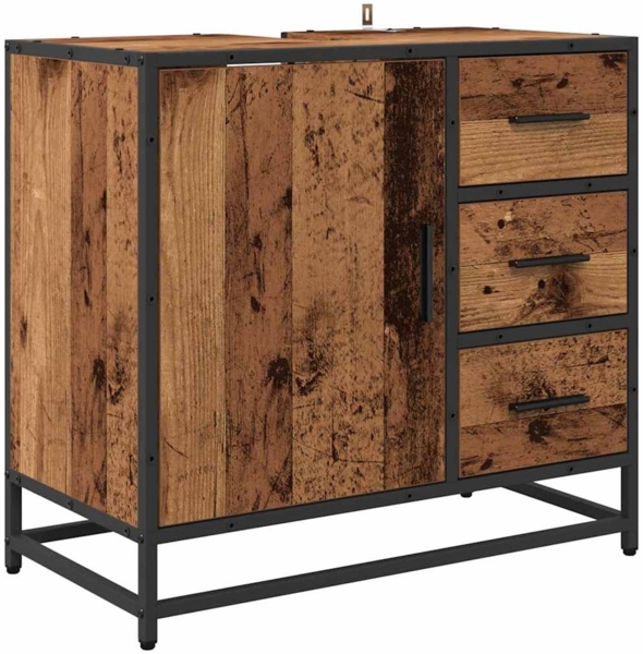 vidaXL Badezimmerschrank mit Tür Altholz 65 x 33 x 60 cm Holzwerkstoff 883624