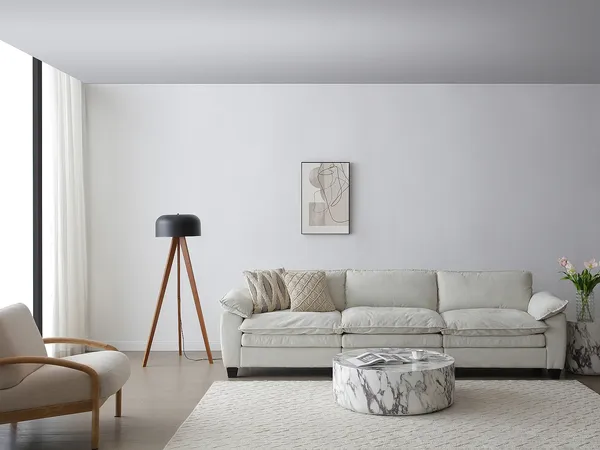 Vente-unique - PAVICO Floor lamp Holz, Platte SchwarzBraun - B 42 cm x H 145 cm x L 42 cm