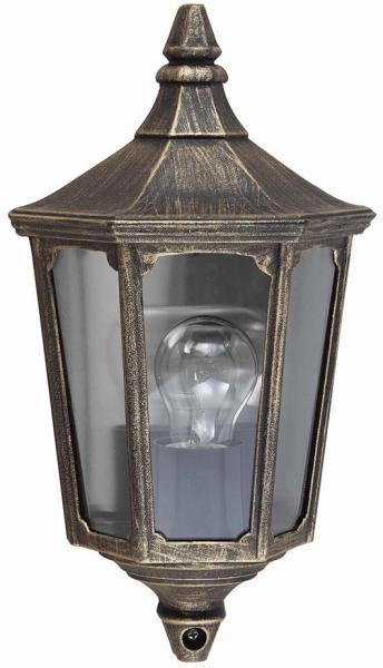 Außenleuchte, Wandlampe, ALU-Guss, Schwarz-Gold, H 35 cm