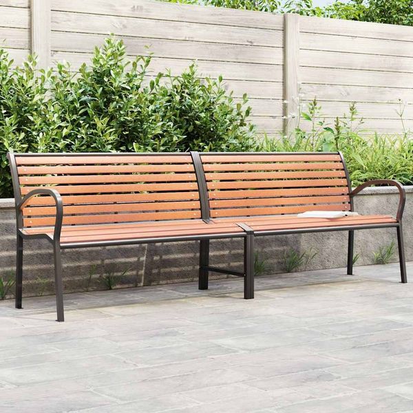 vidaXL Gartenbank Braun 231 cm Holz & Pulverbeschichteter Stahl 366539