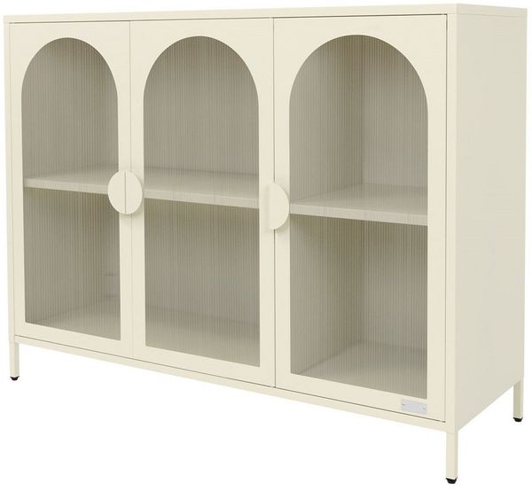 ML-DESIGN Vitrine Buffet Küchenschrank Vitrinenschrank Stahl Standvitrine mit Stauraum Wohnzimmer Sideboard Standschrank Metall Aktenschrank Bücherschrank