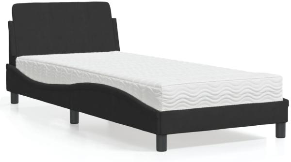 vidaXL Bett mit Matratze Schwarz 80x200 cm Samt 3208293