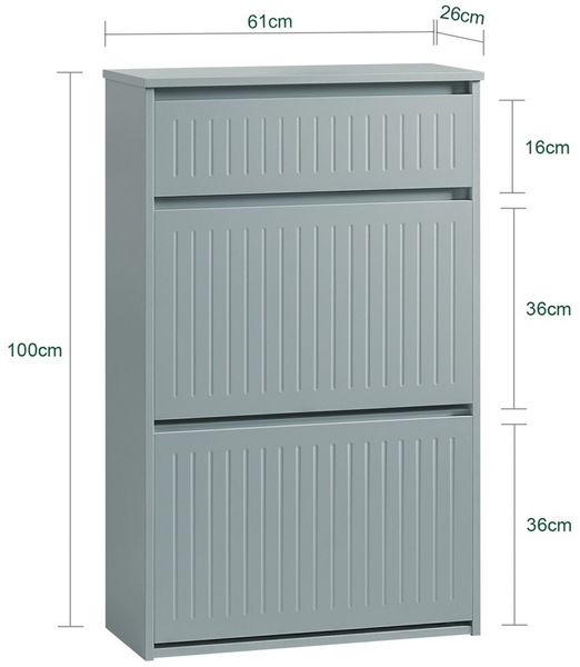 SoBuy FSR165-HG Schuhschrank, MDF, Lackiert, Hellgrau, 100 x 26 x 61 cm Bild 3