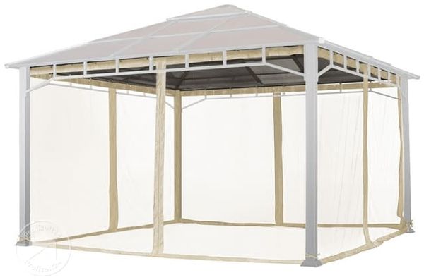 TOOLPORT Moskitonetz für Gartenpavillon Sunset Deluxe 4x4 m - Polyester - Insektengitter mit Reißverschluss - champagner