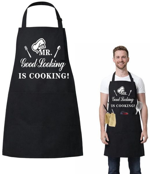 FOUORTUNATE-BEE Kochschürze Schwarze Kochschürze Herren Grillschürze Papa Küchenschürze, Grillschürze für BBQ, Küche, Vatertag und Gartenparty Geschenk
